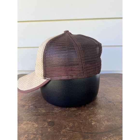 John Deere Beige & Brown Trucker Hat With Mesh Back & Adjustable Snapback W3 - Picture 2 of 7